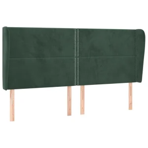 VidaXL Tête De Lit Avec Oreilles Vert Foncé 203x23x118/128 Cm Velour… mode tendance 9