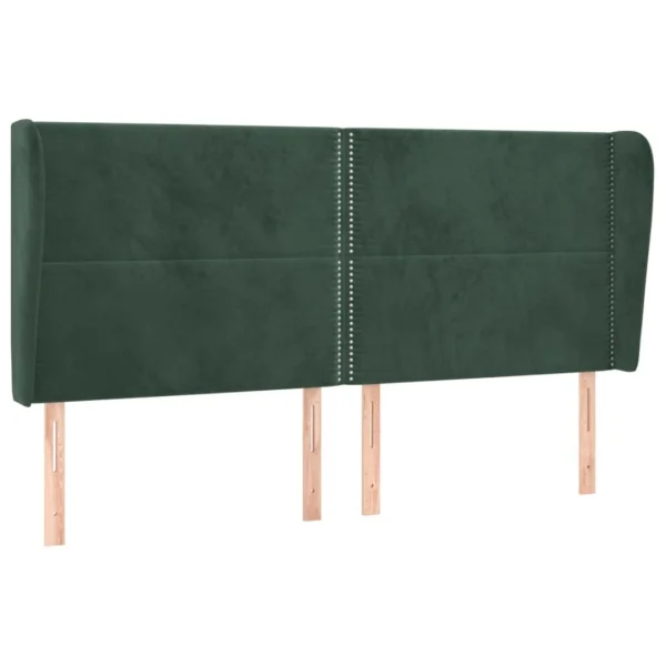 VidaXL Tête De Lit Avec Oreilles Vert Foncé 203x23x118/128 Cm Velour… mode tendance 3