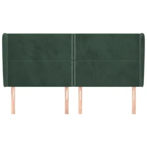 VidaXL Tête De Lit Avec Oreilles Vert Foncé 203x23x118/128 Cm Velour… mode tendance 11