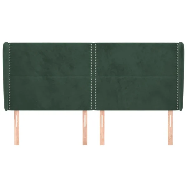 VidaXL Tête De Lit Avec Oreilles Vert Foncé 203x23x118/128 Cm Velour… mode tendance 4