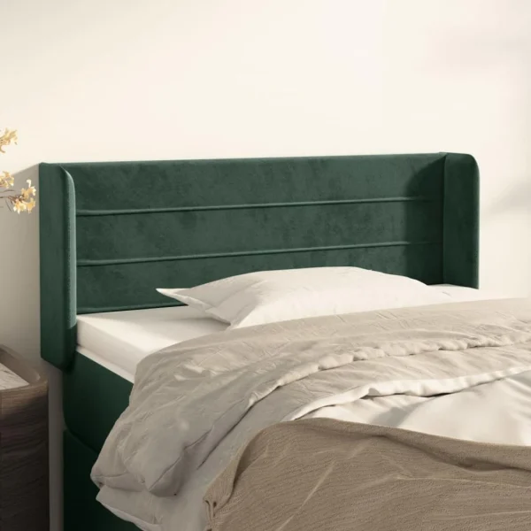 Paiement sécurisé VidaXL Tête De Lit Avec Oreilles Vert Foncé 83x16x78/88 Cm Velours 1