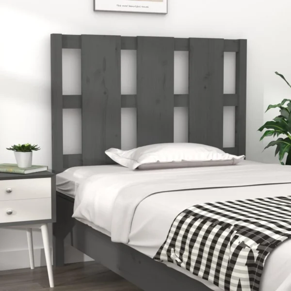 grossiste en ligne VidaXL Tête De Lit Gris 105,5x4x100 Cm Bois Massif De Pin 1