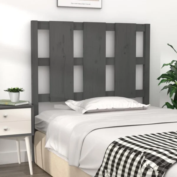 grossiste en ligne VidaXL Tête De Lit Gris 105,5x4x100 Cm Bois Massif De Pin 4