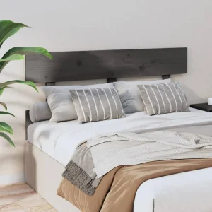 soldes magasin VidaXL Tête De Lit Gris 124x3x81 Cm Bois Massif De Pin 13