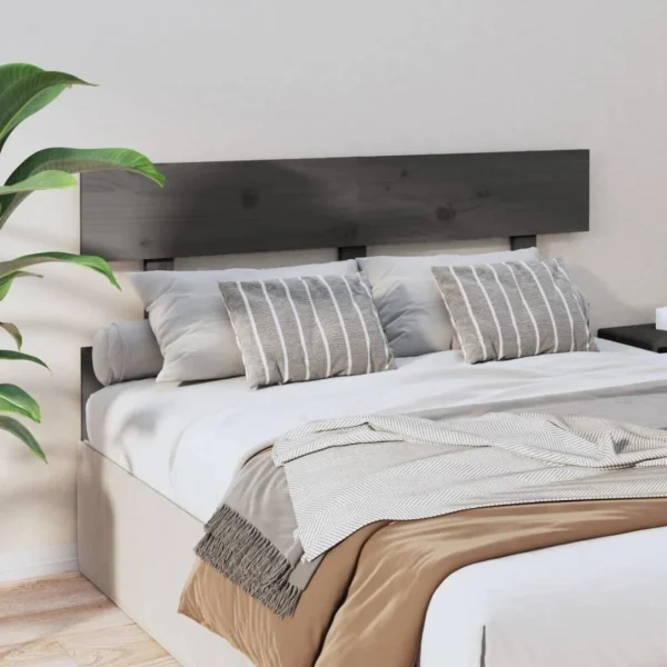 soldes magasin VidaXL Tête De Lit Gris 124x3x81 Cm Bois Massif De Pin 5
