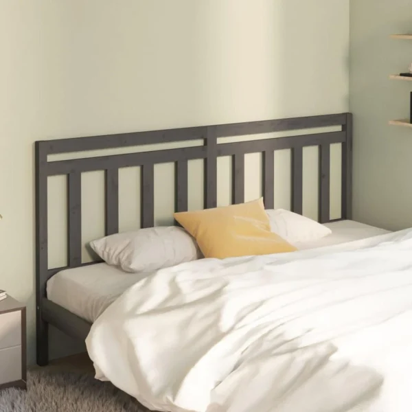 beauté VidaXL Tête De Lit Gris 186x4x100 Cm Bois Massif De Pin 1