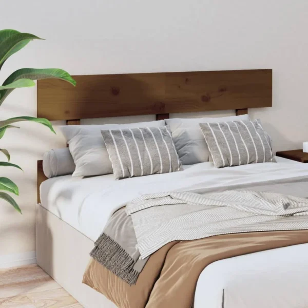 magasin en ligne VidaXL Tête De Lit Marron Miel 124x3x81 Cm Bois Massif De Pin 5