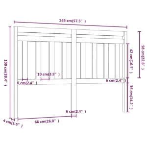VidaXL Tête De Lit Marron Miel 146x4x100 Cm Bois Massif De Pin vente pas cher 15
