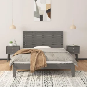 Authentic Original licence VidaXL Tête De Lit Murale Gris 126x3x63 Cm Bois Massif De Pin 9