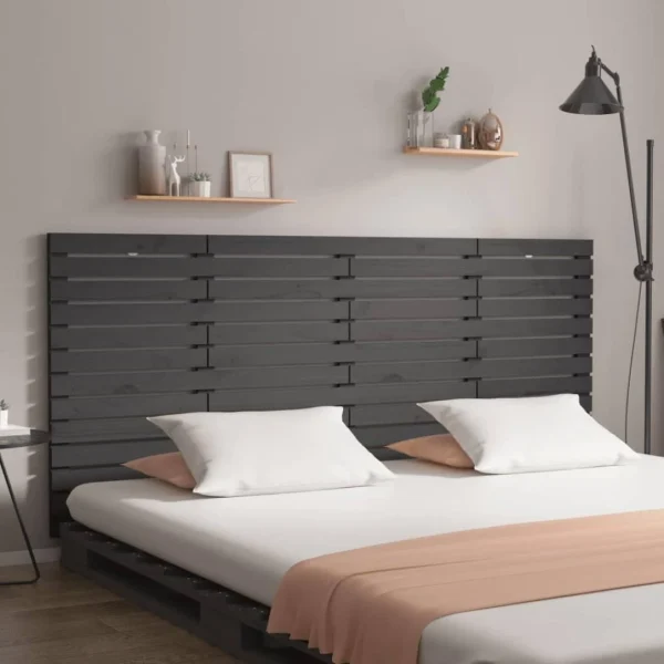 magasin pour VidaXL Tête De Lit Murale Gris 206x3x91,5 Cm Bois Massif De Pin 1