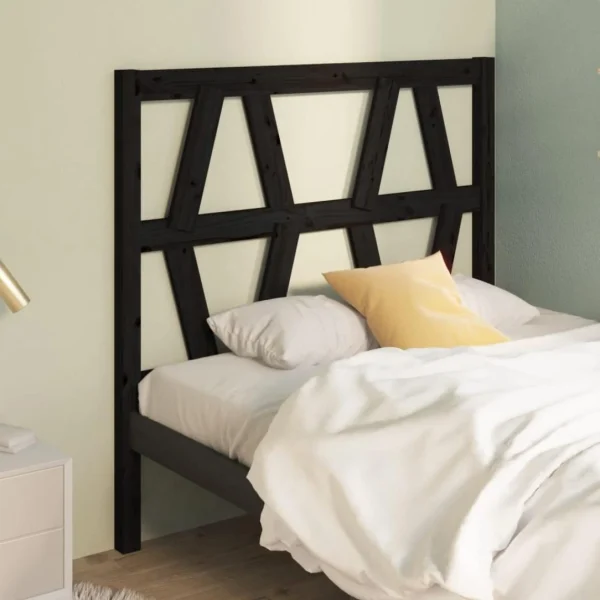 VidaXL Tête De Lit Noir 106x4x100 Cm Bois Massif De Pin soldes pas cher 1