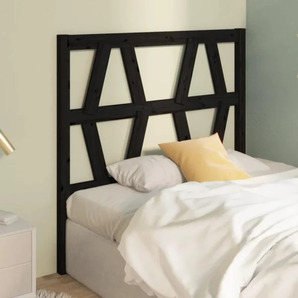 VidaXL Tête De Lit Noir 106x4x100 Cm Bois Massif De Pin soldes pas cher 5