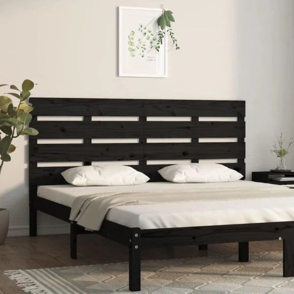 REMISE VidaXL Tête De Lit Noir 120x3x80 Cm Bois Massif De Pin 1