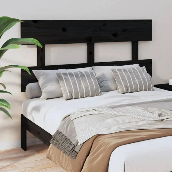 boutique pas cher VidaXL Tête De Lit Noir 124x3x81 Cm Bois Massif De Pin 1