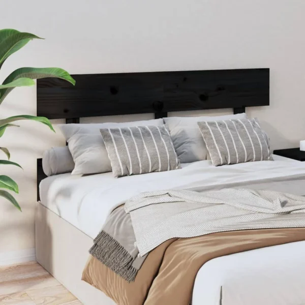 boutique pas cher VidaXL Tête De Lit Noir 124x3x81 Cm Bois Massif De Pin 5
