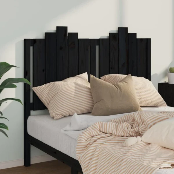 excellents soldes VidaXL Tête De Lit Noir 126x4x110 Cm Bois Massif De Pin 4