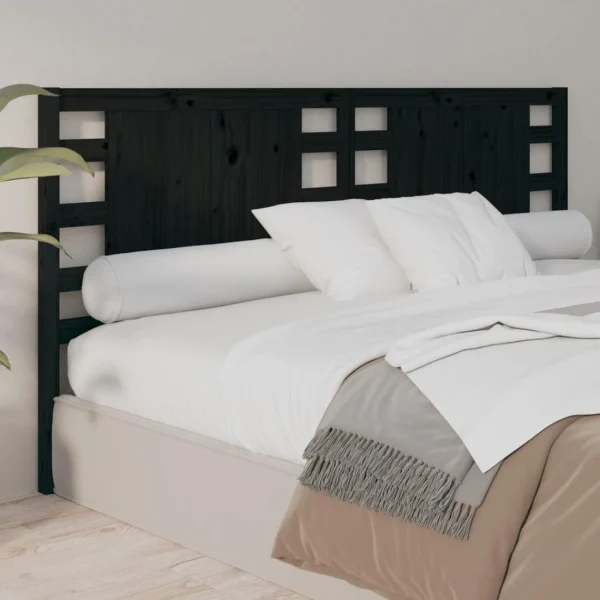 VidaXL Tête De Lit Noir 141x4x100 Cm Bois Massif De Pin soldes ligne 5