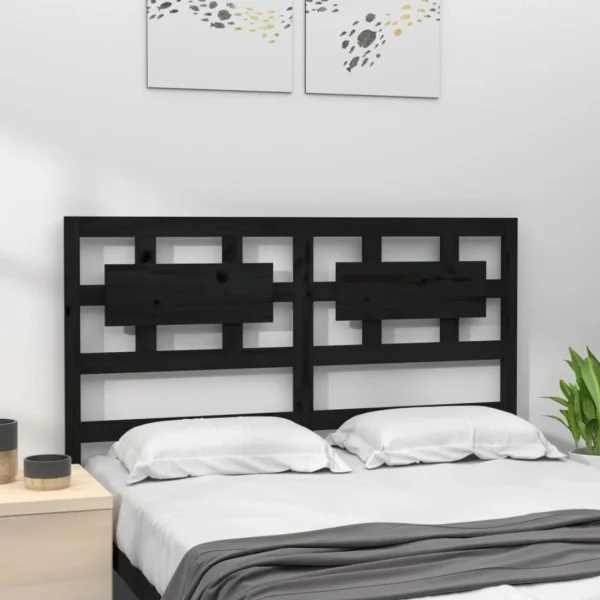 marque pas cher VidaXL Tête De Lit Noir 185,5x4x100 Cm Bois Massif De Pin 4