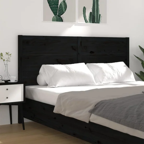 VidaXL Tête De Lit Noir 186x4x100 Cm Bois Massif De Pin en solde 5