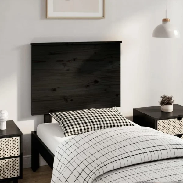 VidaXL Tête De Lit Noir 79x6x82,5 Cm Bois Massif De Pin achat pas cher 1