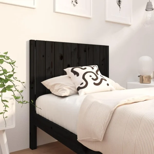 VidaXL Tête De Lit Noir 95,5x4x100 Cm Bois Massif De Pin REMISE 1
