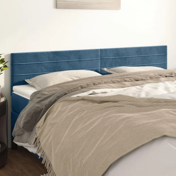 VidaXL Têtes De Lit 2 Pcs Bleu Foncé 80x5x78/88 Cm Velours en ligne vente 1