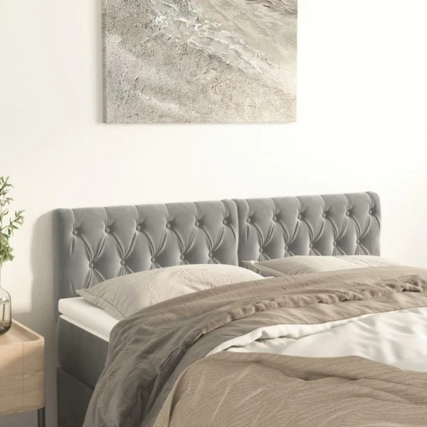 VidaXL Têtes De Lit 2 Pcs Gris Clair 72x7x78/88 Cm Velours remise en ligne 1