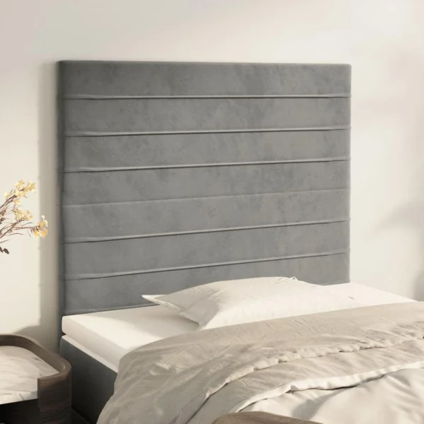 VidaXL Têtes De Lit 2 Pcs Gris Clair 80x5x78/88 Cm Velours pas cher 1