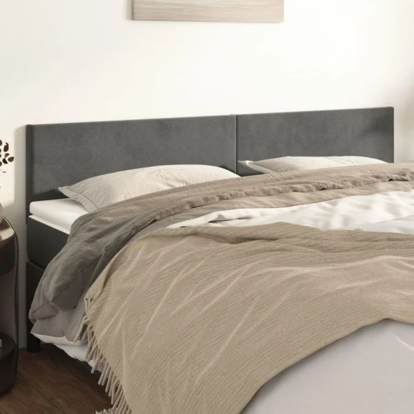 VidaXL Têtes De Lit 2 Pcs Gris Foncé 100x5x78/88 Cm Velours a Prix Discount 1