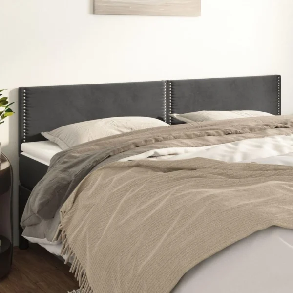 VidaXL Têtes De Lit 2 Pcs Gris Foncé 100x5x78/88 Cm Velours soldes de Noël 1