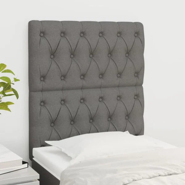 à prix réduits VidaXL Têtes De Lit 2 Pcs Gris Foncé 80x7x78/88 Cm Tissu 1