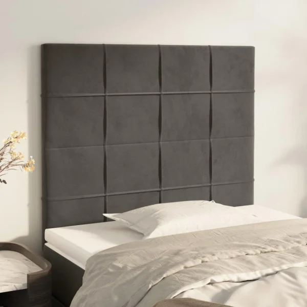 VidaXL Têtes De Lit 2 Pcs Gris Foncé 90x5x78/88 Cm Velours garantis authentique 1