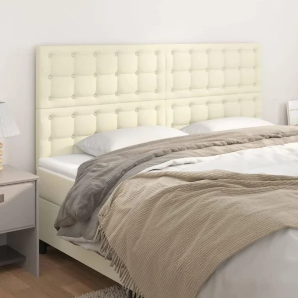 VidaXL Têtes De Lit 4 Pcs Crème 100x5x78/88 Cm Similicuir Paris 1