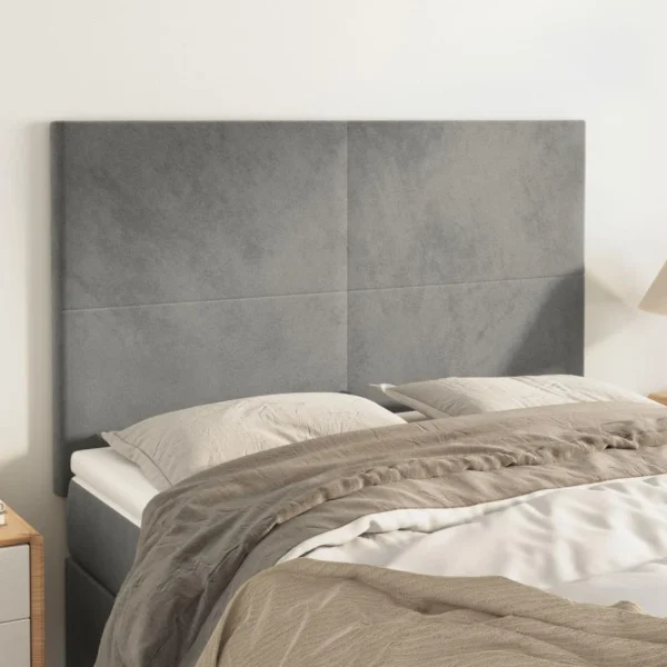 boutique en ligne VidaXL Têtes De Lit 4 Pcs Gris Clair 72x5x78/88 Cm Velours 1