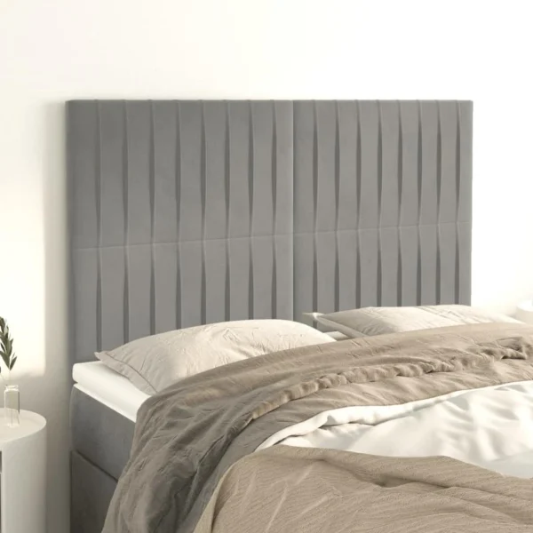SOLDES TOUT À VidaXL Têtes De Lit 4 Pcs Gris Clair 72x5x78/88 Cm Velours 1