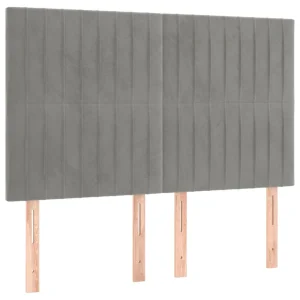 SOLDES TOUT À VidaXL Têtes De Lit 4 Pcs Gris Clair 72x5x78/88 Cm Velours 9
