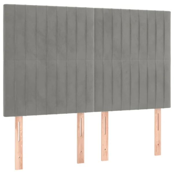 SOLDES TOUT À VidaXL Têtes De Lit 4 Pcs Gris Clair 72x5x78/88 Cm Velours 3
