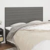 boutique en ligne VidaXL Têtes De Lit 4 Pcs Gris Foncé 100x5x78/88 Cm Tissu 19