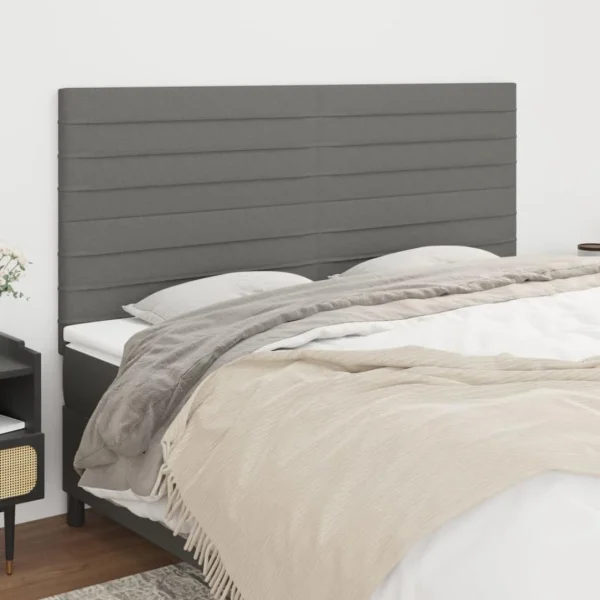 boutique en ligne VidaXL Têtes De Lit 4 Pcs Gris Foncé 100x5x78/88 Cm Tissu 1