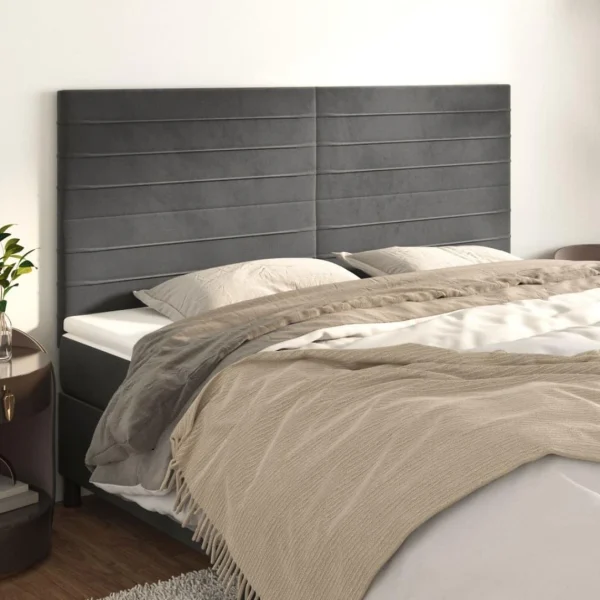 VidaXL Têtes De Lit 4 Pcs Gris Foncé 80x5x78/88 Cm Velours acheter en ligne 1