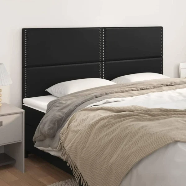 acheter VidaXL Têtes De Lit 4 Pcs Noir 90x5x78/88 Cm Similicuir 1
