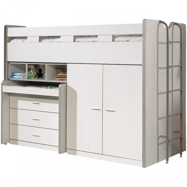 Vipack BONNY Lit Mezzanine 90 X 200 Cm Blanc en ligne 1