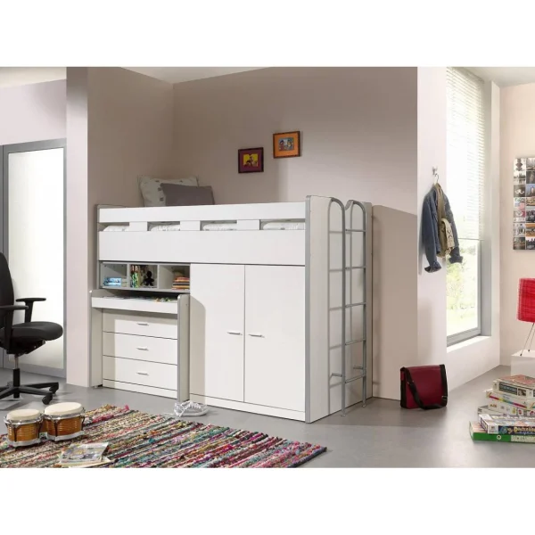 Vipack BONNY Lit Mezzanine 90 X 200 Cm Blanc en ligne 3